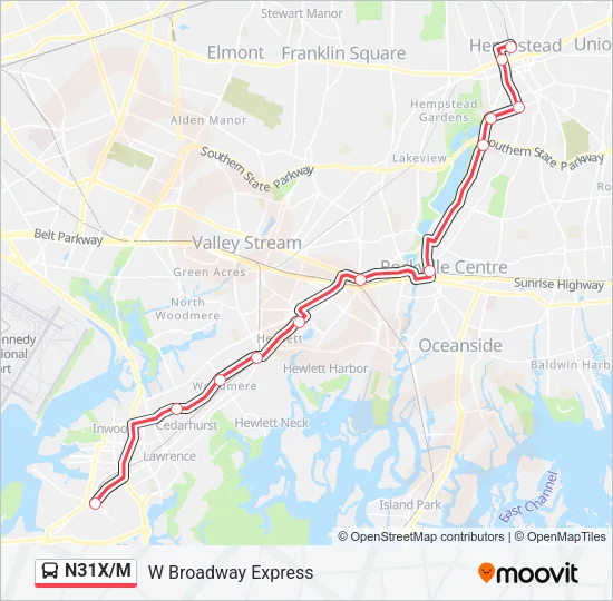 N31X/M Bus Line Map