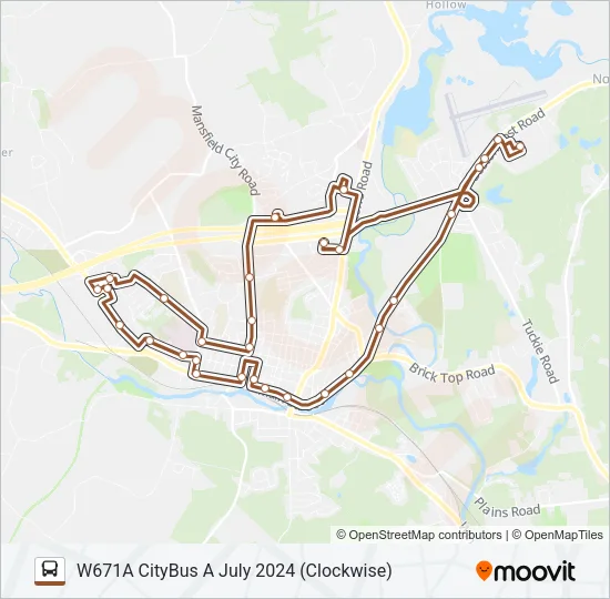 W671A CITYBUS A JULY 2024 (CLOCKWISE) Bus Line Map