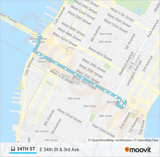 34TH ST Bus Line Map