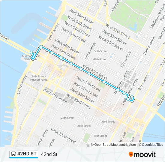 42ND ST Bus Line Map
