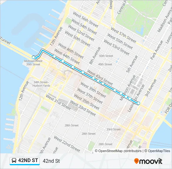 42ND ST Bus Line Map