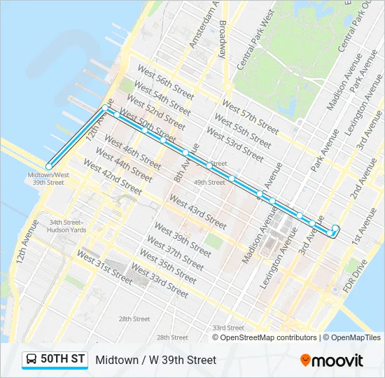 50TH ST Bus Line Map