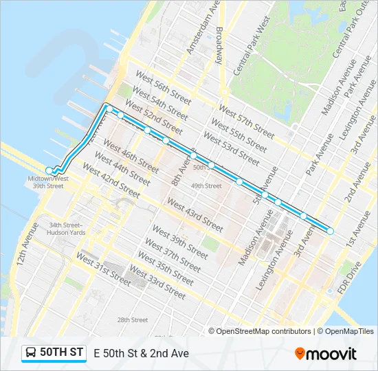 50TH ST Bus Line Map