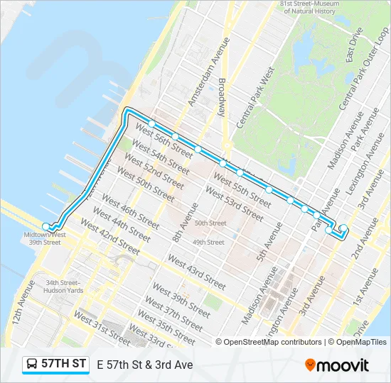 57TH ST Bus Line Map