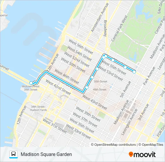 MADISON SQUARE GARDEN Bus Line Map