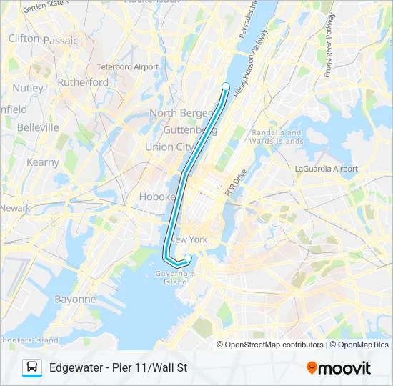 EDGEWATER - PIER 11/WALL ST Bus Line Map