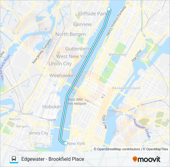 EDGEWATER - BROOKFIELD PLACE Bus Line Map