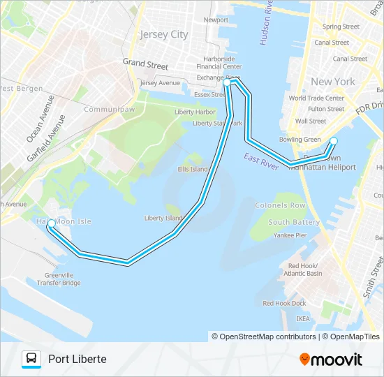 PORT LIBERTE - PIER 11/WALL ST Bus Line Map