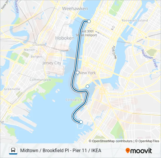 MIDTOWN / BROOKFIELD PL - PIER 11 / IKEA Bus Line Map