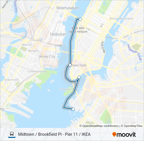 MIDTOWN / BROOKFIELD PL - PIER 11 / IKEA Bus Line Map