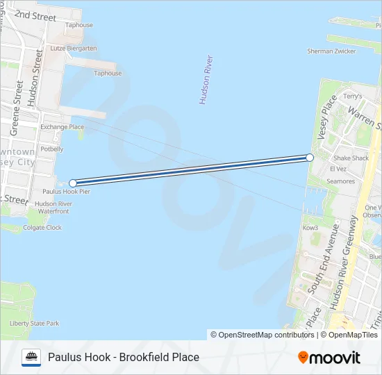 PAULUS HOOK - BROOKFIELD PLACE Ferry Line Map