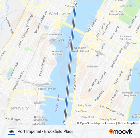 PORT IMPERIAL - BROOKFIELD PLACE Ferry Line Map