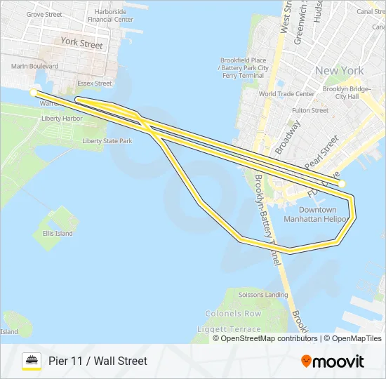LIBERTY HARBOR - PIER 11 / WALL ST Ferry Line Map