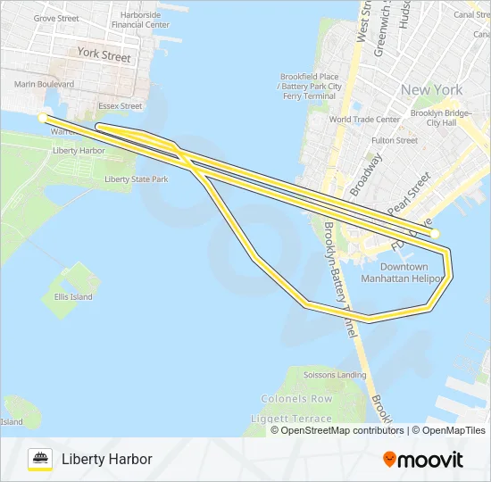 LIBERTY HARBOR - PIER 11 / WALL ST Ferry Line Map