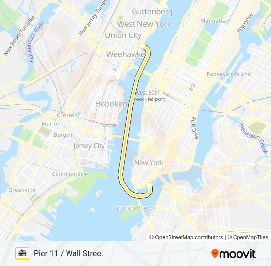 PORT IMPERIAL - PIER 11  / WALL ST Ferry Line Map