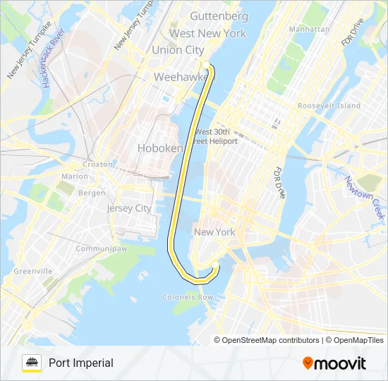 PORT IMPERIAL - PIER 11  / WALL ST Ferry Line Map