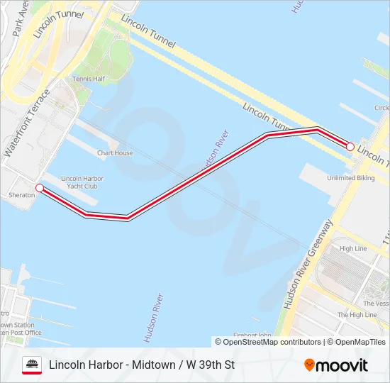 LINCOLN HARBOR - MIDTOWN / W 39TH ST Ferry Line Map