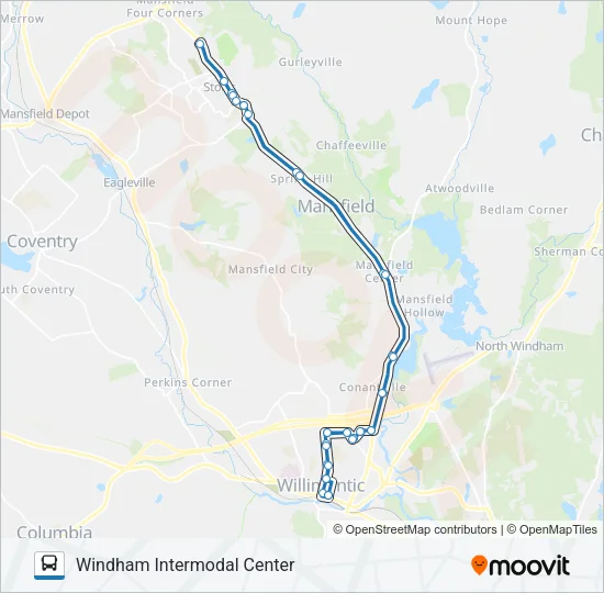 NEW 674 A WILLIMANTIC - STORRS Bus Line Map