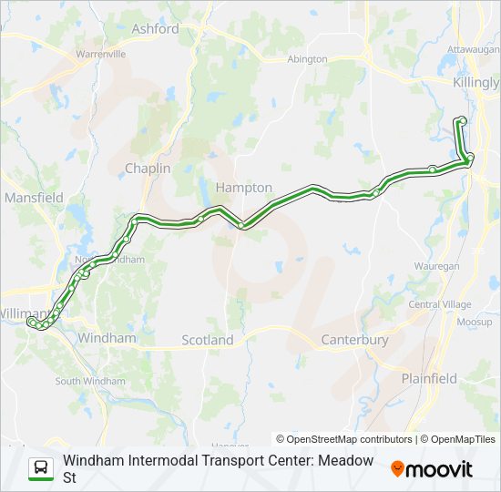 NEW 993 WILLIMANTIC - DANIELSON Bus Line Map