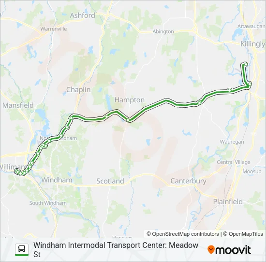 NEW 993 WILLIMANTIC - DANIELSON Bus Line Map