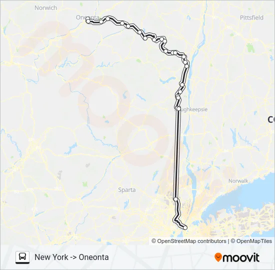 ADIRONDACK TRAILWAYS 121F Bus Line Map