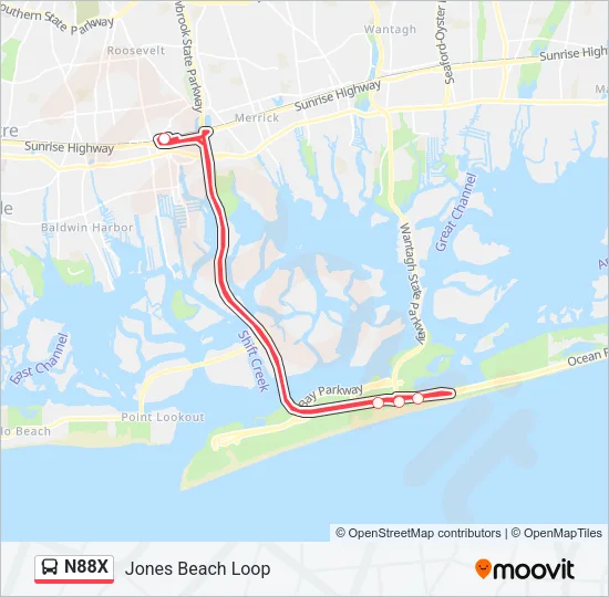 N88X Bus Line Map