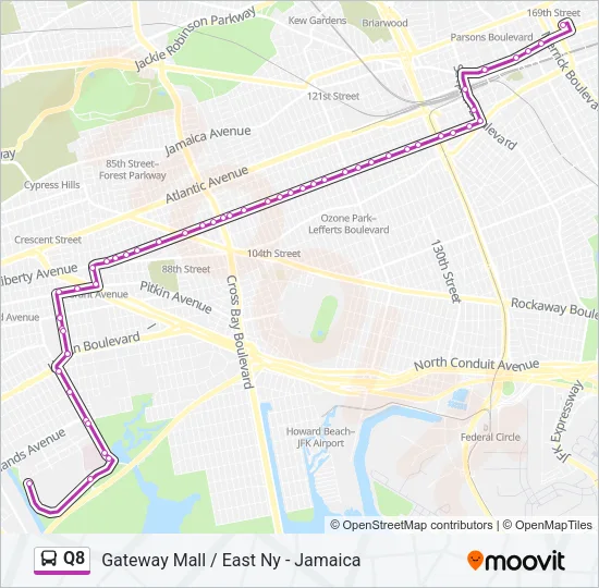 Q8 Bus Line Map