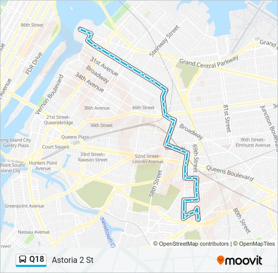 Q18 Bus Line Map