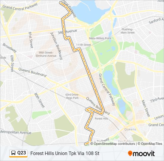 q23 Route Schedules, Stops & Maps Forest Hills Union Tpk Via 108 St