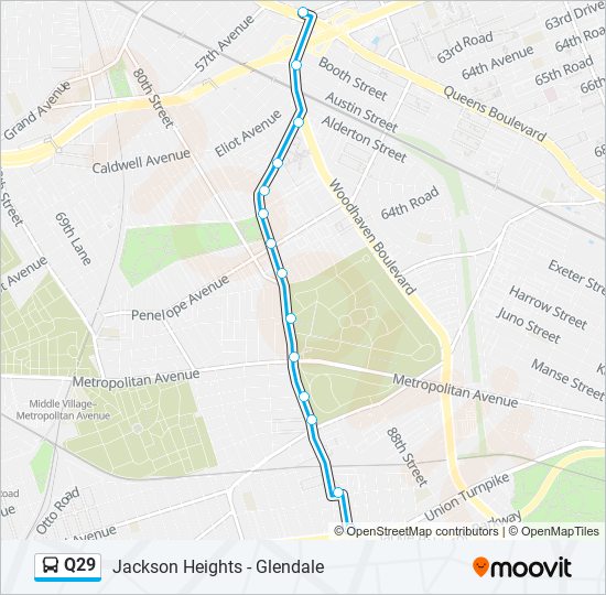 Mapa de Q29 de autobús
