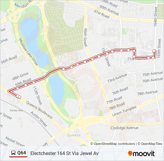 Mapa de Q64 de autobús