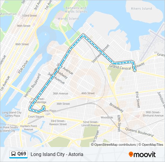 Q69 Bus Route Map Q69 Route: Schedules, Stops & Maps - Jackson Heights 82 St Via 21 St Via  Ditmars Bl (Updated)