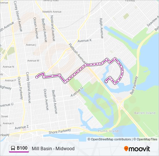 B100 bus Line Map