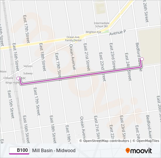 B100 bus Line Map