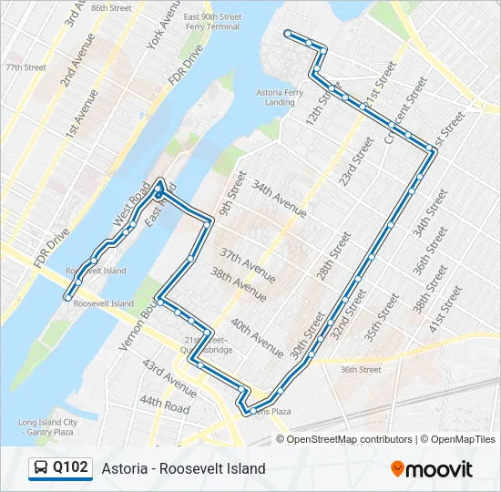 Q102 Bus Line Map