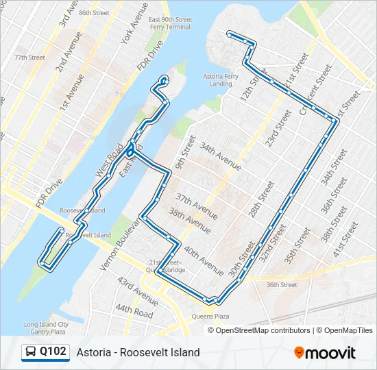 Q102 Bus Line Map
