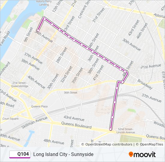 Q104 bus Line Map