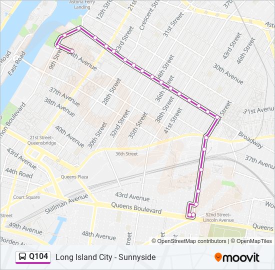 Mapa de Q104 de autobús