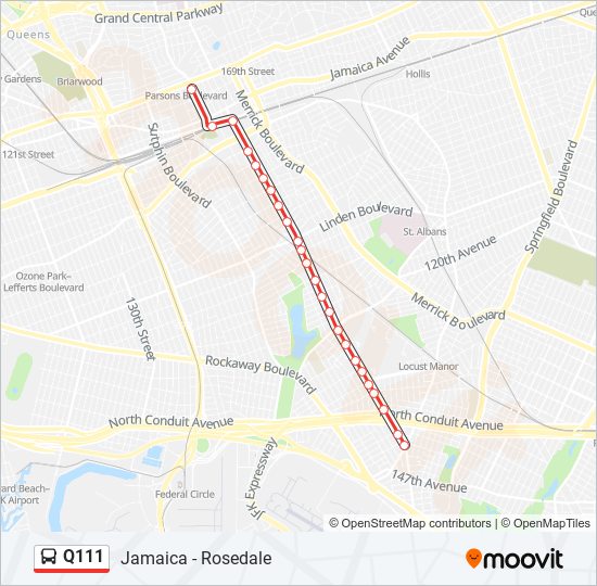 Q111 bus Line Map