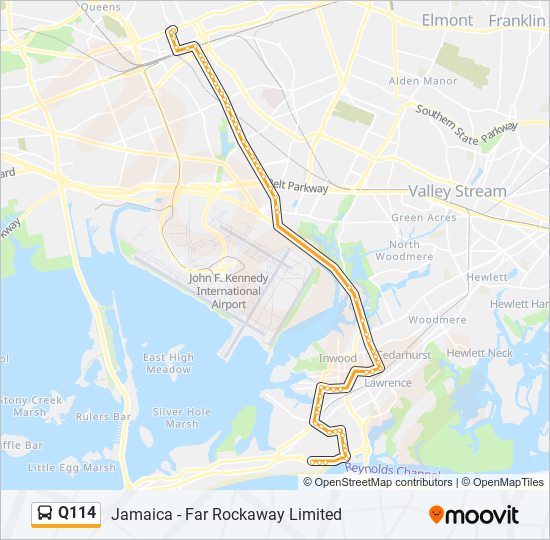 Q114 bus Line Map