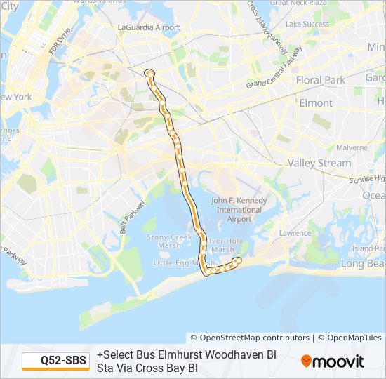 Q52-SBS bus Line Map