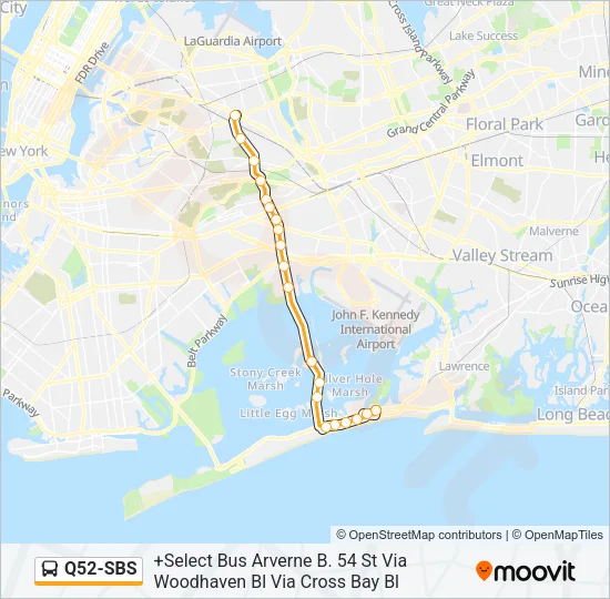Q52-SBS Bus Line Map