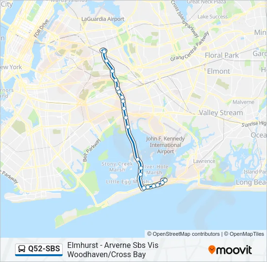 Q52-SBS Bus Line Map
