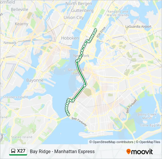 X27 Bus Line Map
