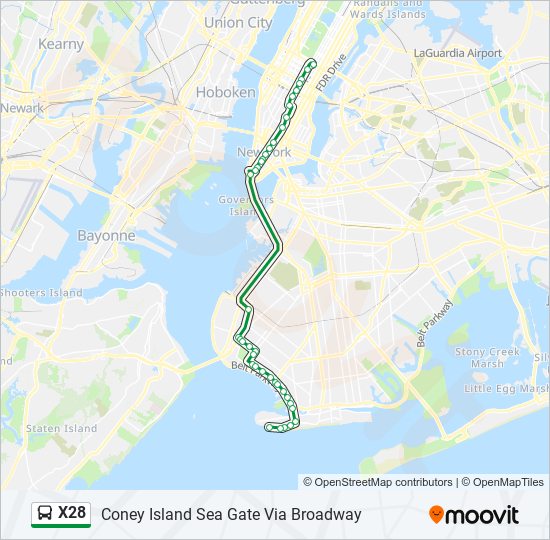 X28 bus Line Map