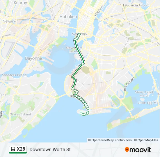 X28 Bus Line Map