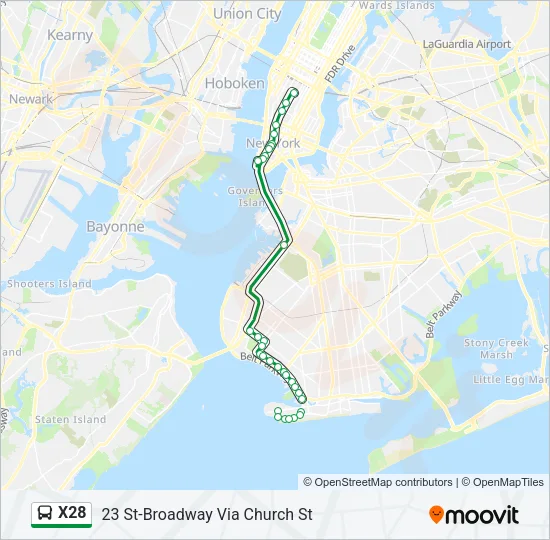 X28 Bus Line Map