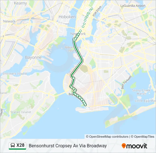 X28 Bus Line Map