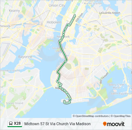 X28 Bus Line Map