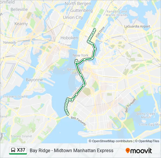X37 Bus Line Map